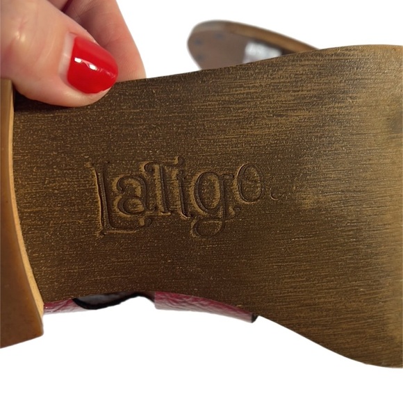 EUC Latigo “Rapper”Handmade Leather Lace Up Sandal Metallic 1” Block Heel 8.5 - Picture 11 of 11